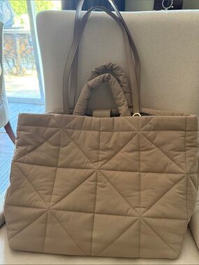 a new day Quilted Taupe Tote Bag